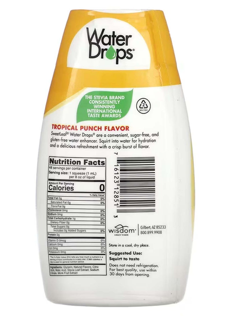 سويت ليف قطرات الماء ، محسن ماء ستيفيا اللذيذ ، نكهة الفواكه الاستوائية ، 1.62 أونصة سائلة (48 مل) - Image 2